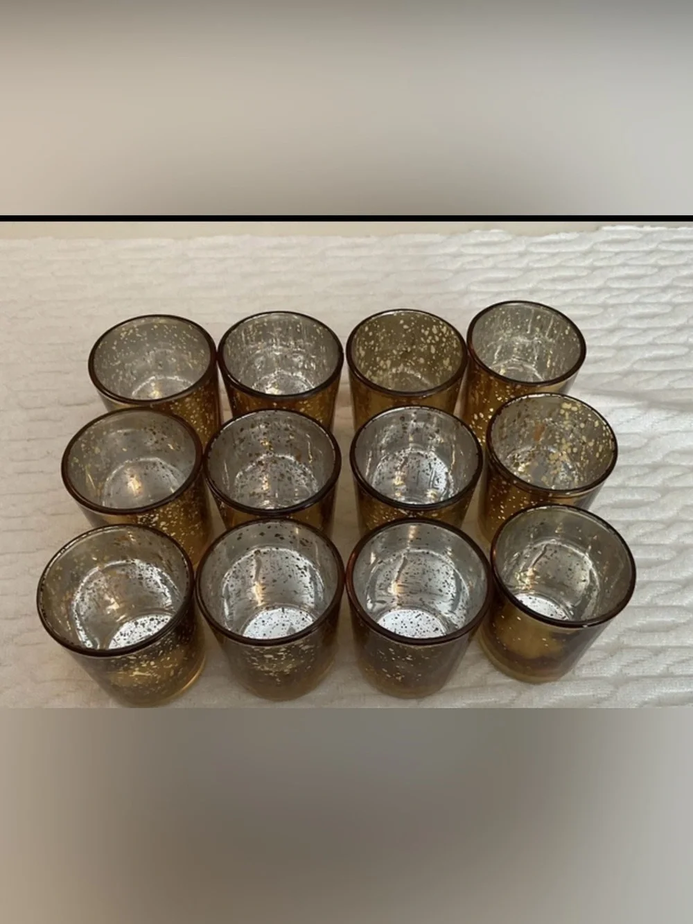 Amber Mercury Glass Votive Candle Holders - Set of 12